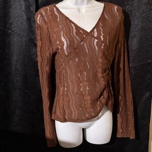 SHEIN Elegant Brown Lace Women’s Top size large